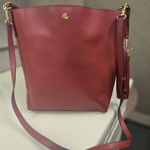 Ralph Lauren Burgundy Leather Shoulder Bag